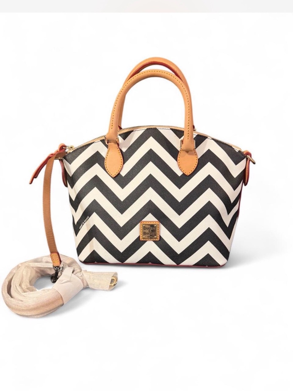Brand New Dooney & Bourke Womenโs Chevron Domed Satchel Bag